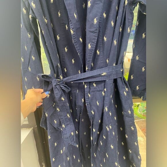 Men's Polo Player Bath Robe Size SMALL/MEDIUM all over print with belt - Picture 5 of 6